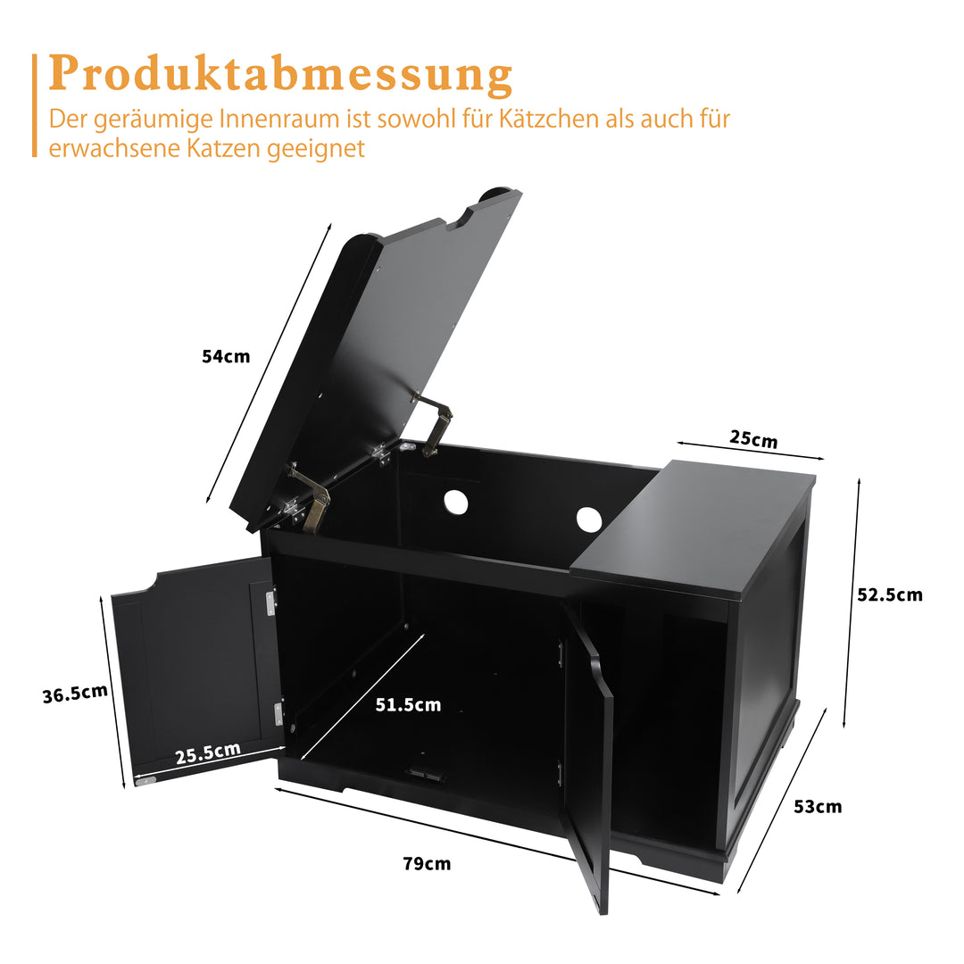 HLR® Hidden Flip-Top Cat Litter Box Furniture Wooden Enclosure Spacious for Medium & Large Cats