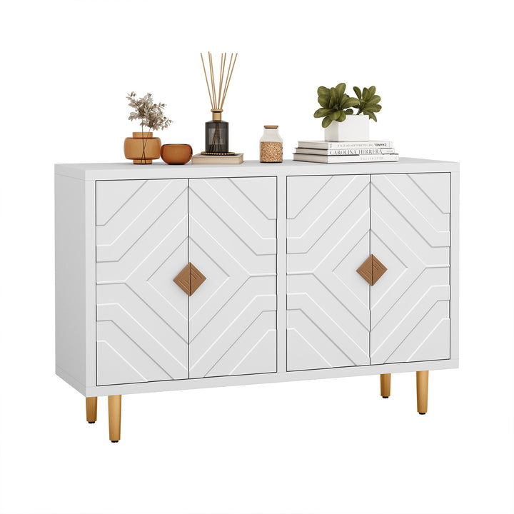 HLR® Modern Accent Cabinet – Decorative Embossed Pattern Doors Sideboard Buffet Credenza with Storage – Stylish Storage for Living Room & Dining