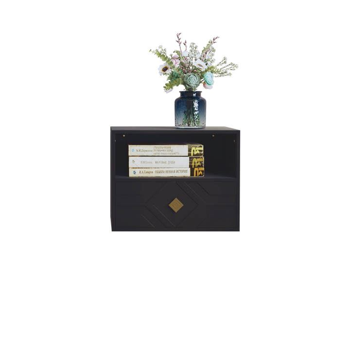 HLR® Modern Floating Nightstand Set of 2 with Drawer & Embossed Design – Wall-Mounted Bedside Tables with Storage for Bedroom