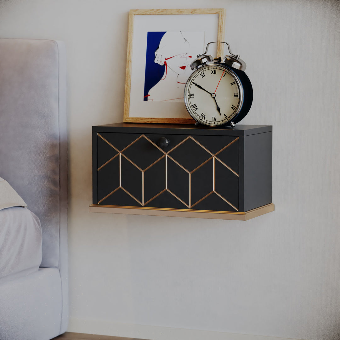 HLR® Small Floating Nightstand Wall Mounted – Removable Door, Easy to Install & Space-Saving for Small Bedrooms, Bathrooms