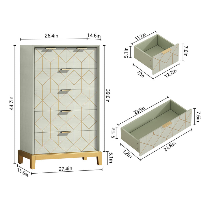 HLR® Green Modern Wood 6-Drawer Dresser – Large Capacity Storage Tower – Cabinet for Closet, Living Room & Entryway