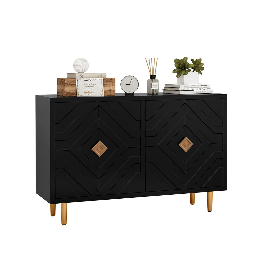 HLR® Modern Accent Cabinet – Decorative Embossed Pattern Doors Sideboard Buffet Credenza with Storage – Stylish Storage for Living Room & Dining