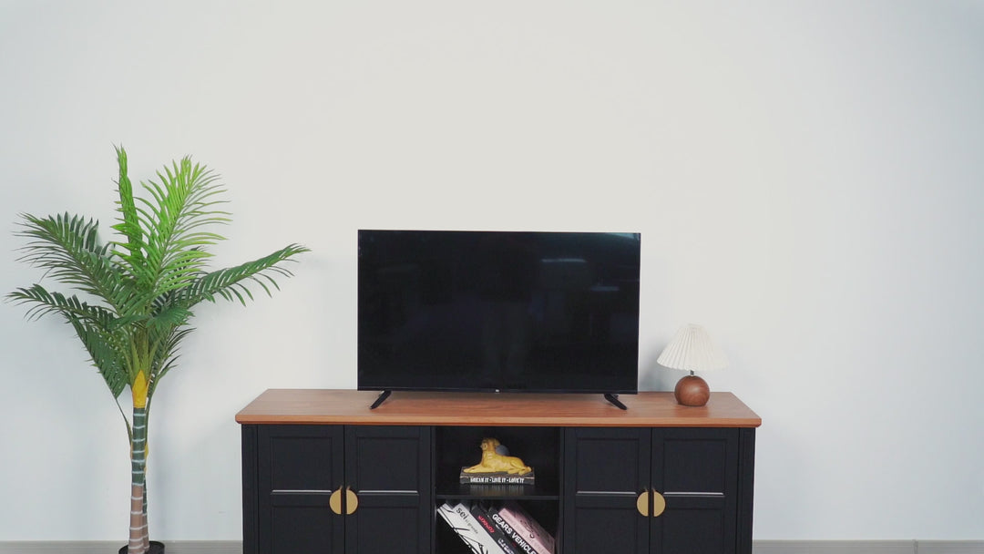 HLR® 67'' Modern Farmhouse TV Stand with Wood Entertainment Center for 75'' TVs Storage and Cable Management for Living Room