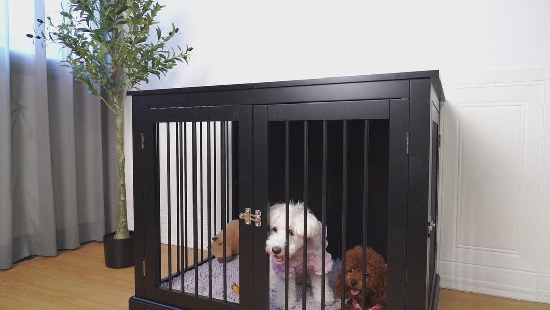 HLR® 39" Wooden Heavy Duty Dog Crate Furniture Decorative End Table for Large Dog Kennel with Sturdy Construction for Indoor & Outdoor